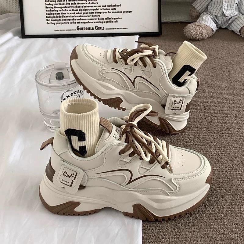 

Популярные папины кроссовки женские весна и осень 2025 новые универсальные кроссовки на платформе, трендовая спортивная обувь, удобная нескользящая женская обувь 40 коричневый