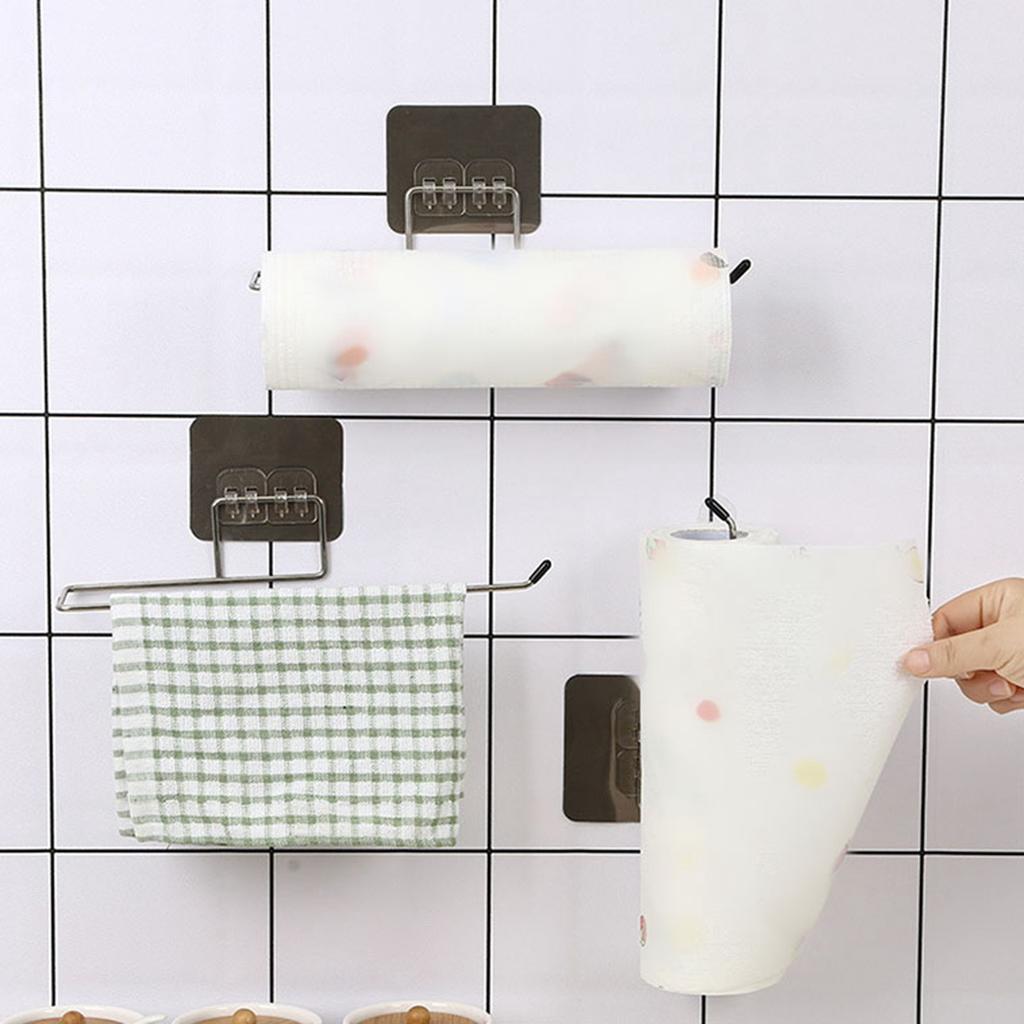 Suport pentru prosoape de perete agățat, suport pentru cârpe de vase de unică folosință, din oțel inoxidabil, bară pentru prosoape de hârtie pentru bucătărie și baie
