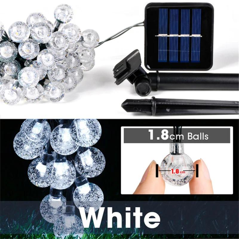 LED Solar Crystal Globe String Lights Outdoor Waterproof Fairy Light Christmas Halloween Party Decor for Garden Patio Balcony