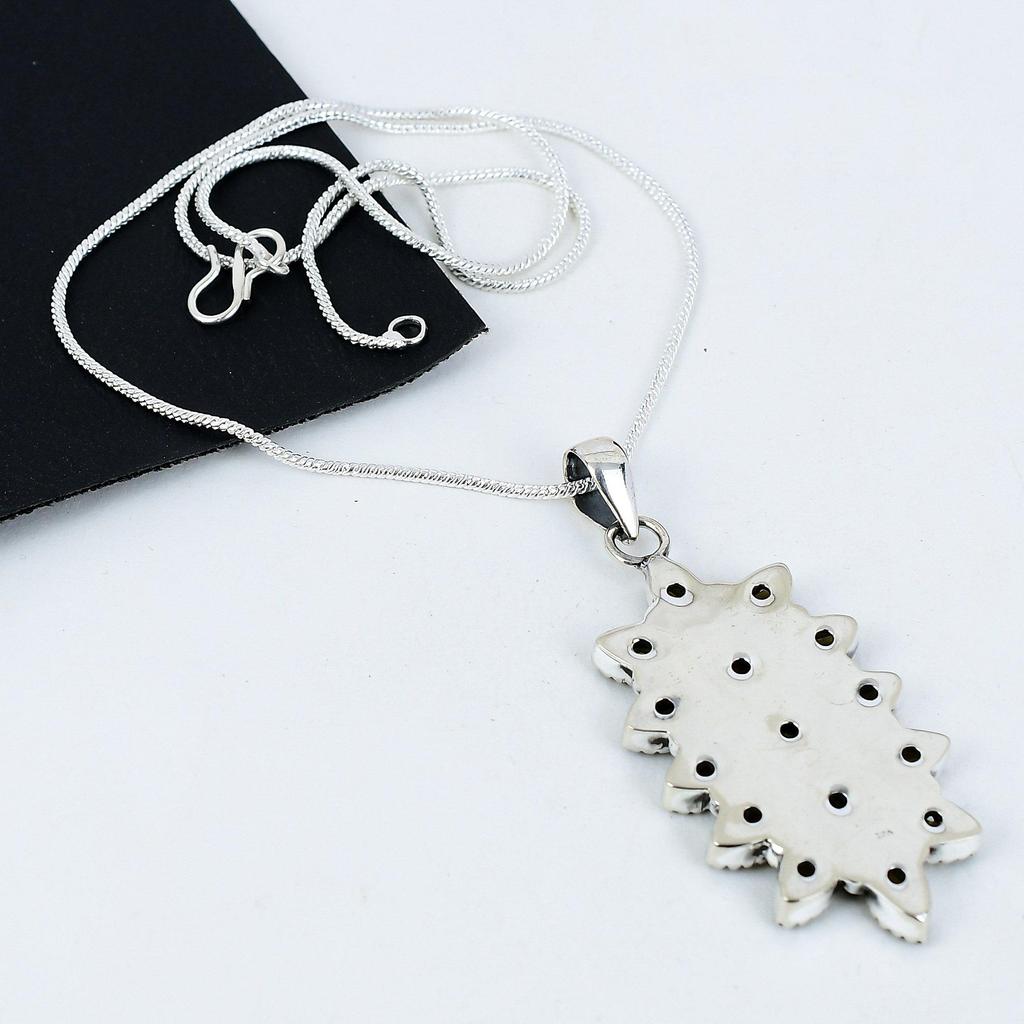 Wunderschöner Citrin Edelstein Handgefertigt 925 Sterling Silber Elektroform Blume Halskette, Citrin Silber Für Ehefrau Unisex Anhänger Geburtstagsgeschenke