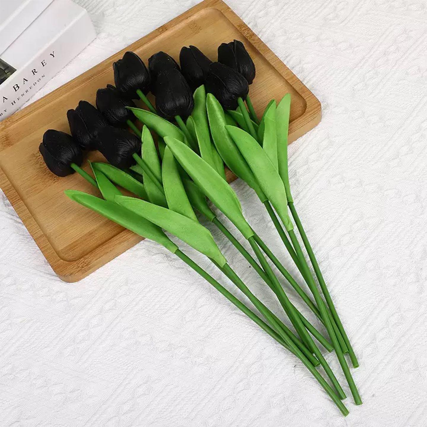 Cross-border Trending PU Faux Tulip Home Decor: Gradient Artificial Flower Arrangement Props чёрный