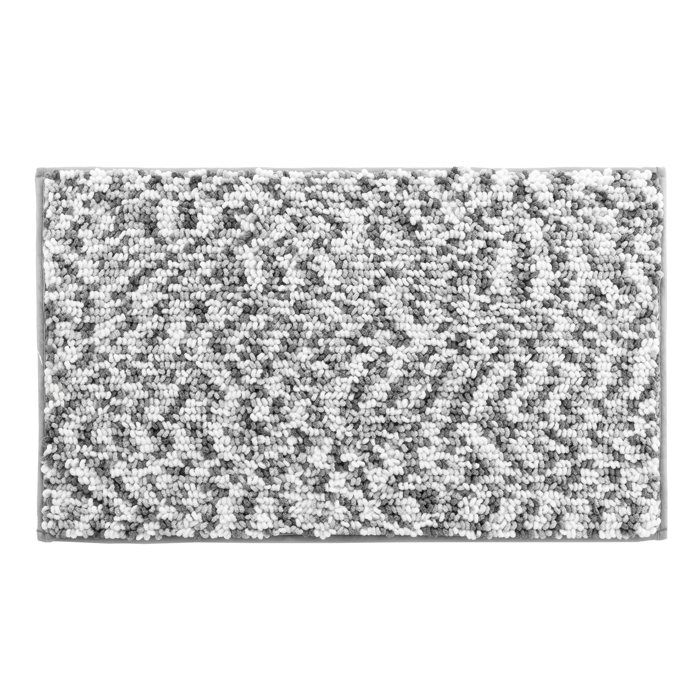 Tapis de bain microfibre 45 x 75 cm Frizza anthracite/blanc