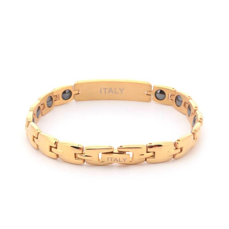 Fashionable Titanium Steel Gold Bracelet Magnet Energy Bracelet ITALY Inlaid Diamond Women's Handmade Bracelet