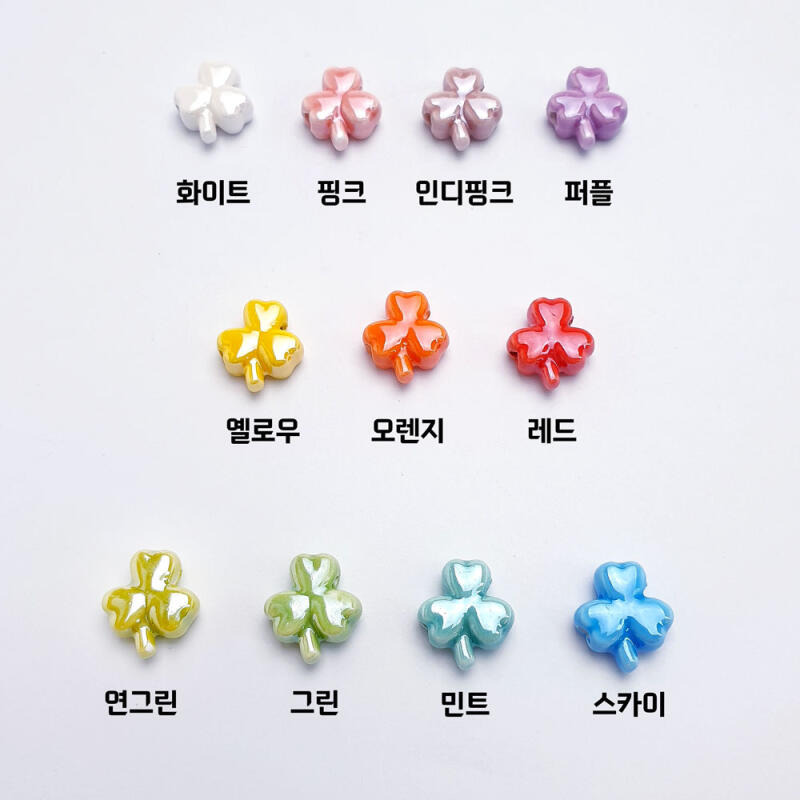 Ceramic three-leaf clover piercing bead accessory