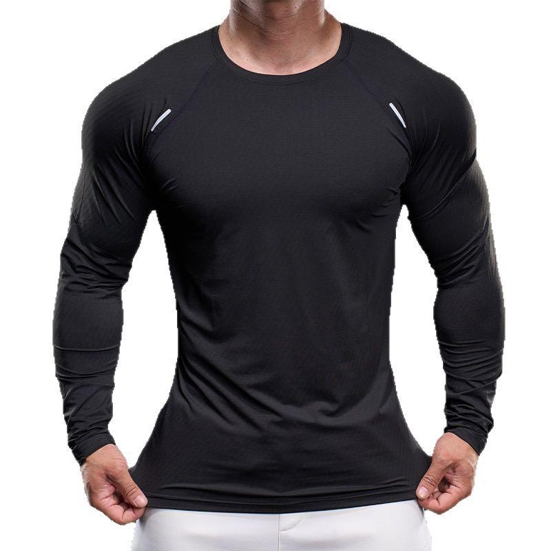 New Quick-drying Ice Silk Long-sleeved T-shirt Men's Casual Sports Fitness Outdoor T-shirt Top Men