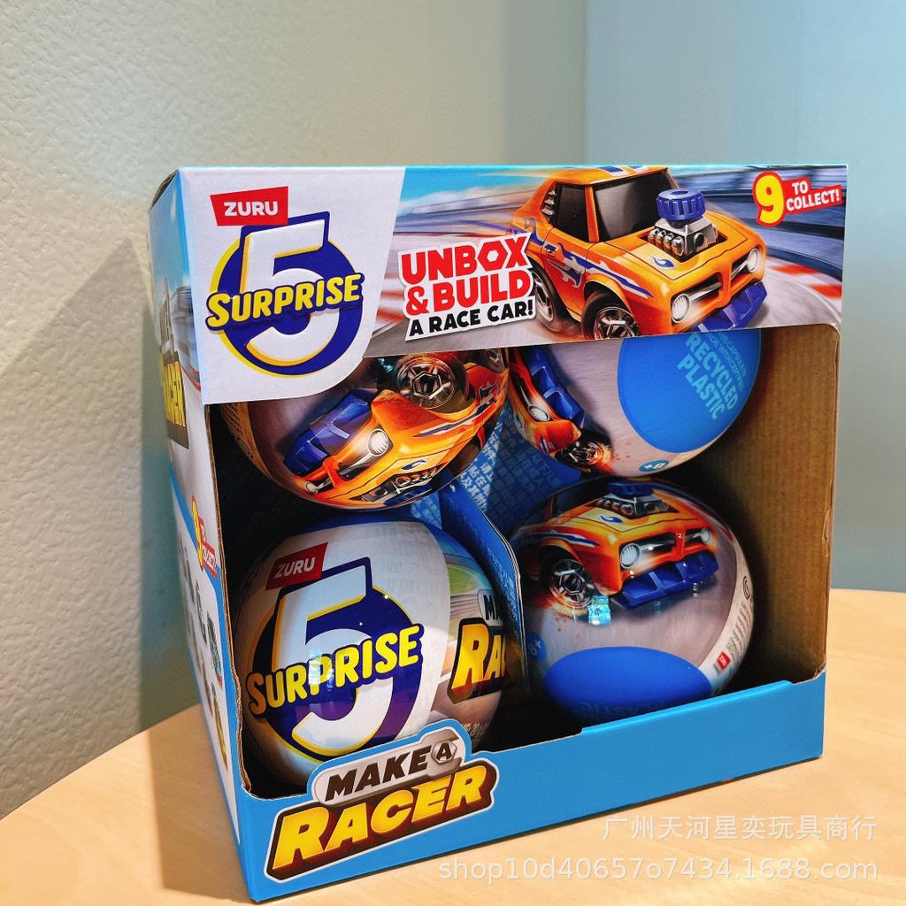 Zuru 2025 Latest Surprise Blind Box 5 Surprise Q Style Race Car Plaything Model 77625 Unbox Build Surprise Egg 9 To Collect Styles Gift