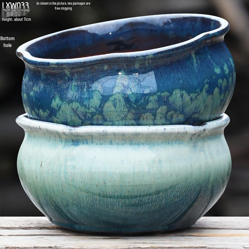 Extra Large Green Ceramic Succulent Pot: