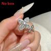 Lucky Clover Open Ring With Zirconia Flower Design For Women Fashion Jewelry