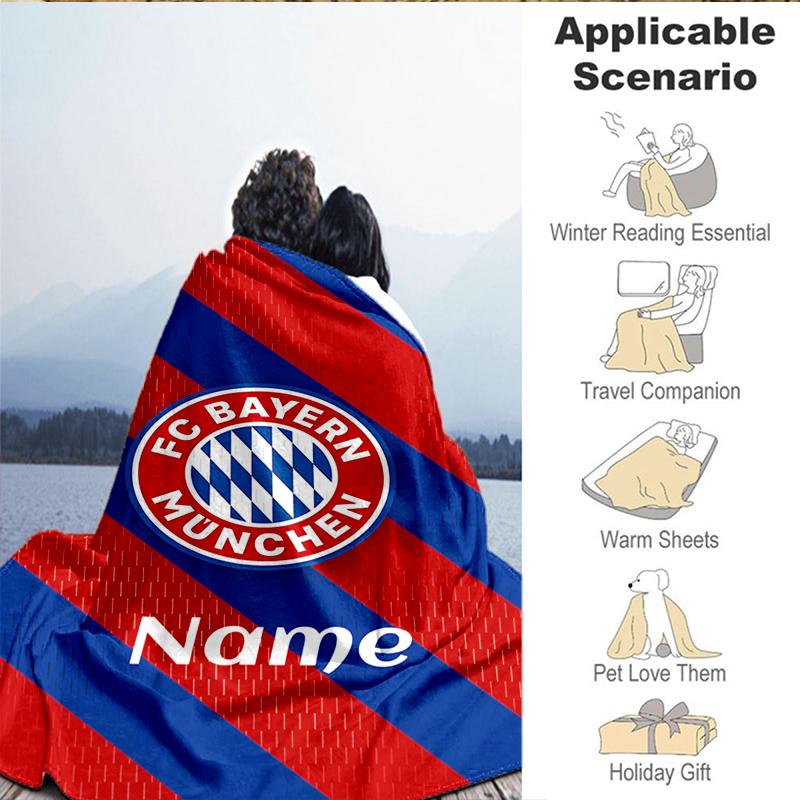 Custom Name Bayern Munich Crest Blanket Lightweight Ideal Bedding Blanket Perfect for Travel, Camping, Living Rooms, Sofas, Christmas gift