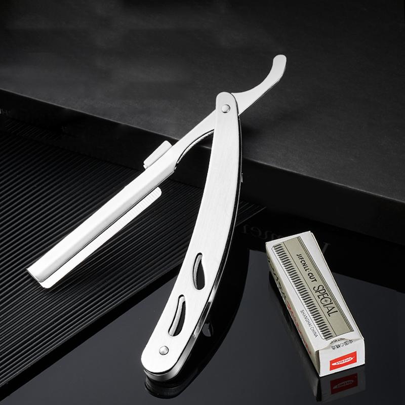 GIANXl Manual Folding Shaver Stainless Steel Straight Edge Razor With Blades Professional Sharp Barber Shaving Beard Cutter
