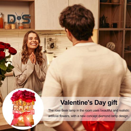 LED-Nachtlicht, wiederaufladbar, kabellos, Rosenlicht, 3 Beleuchtungsmodi, dimmbar, Blumenlampe, romantische Schlafzimmerdekoration