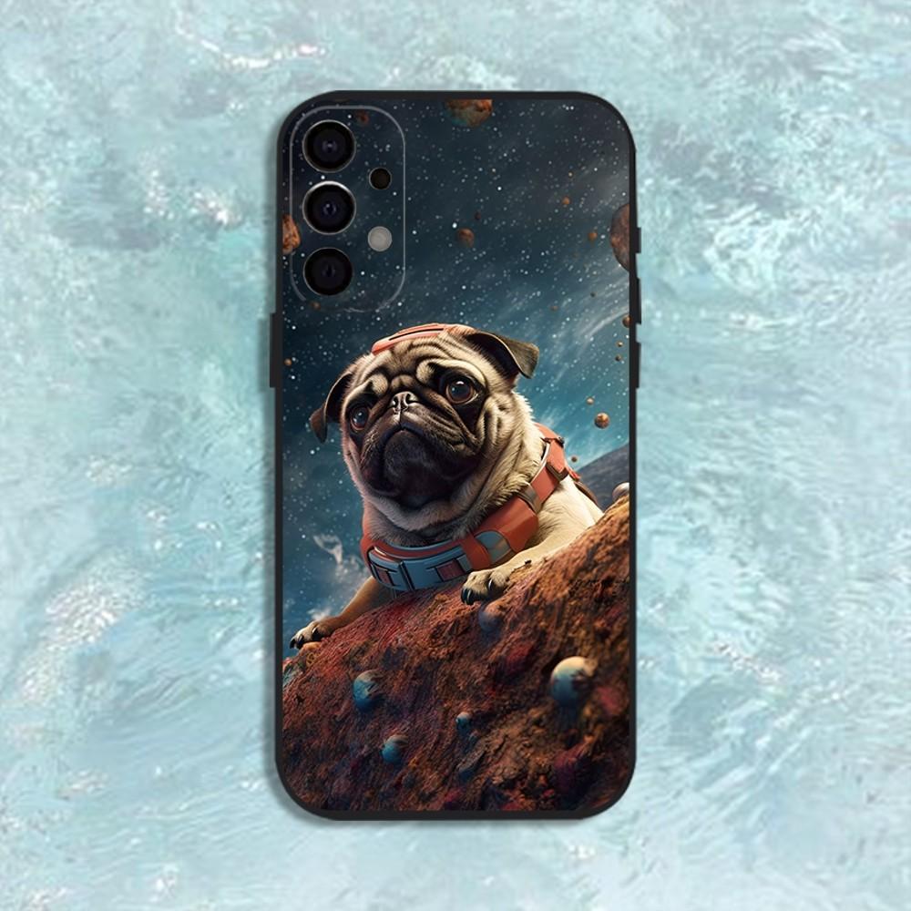 Roztomilý mops pes pouzdro na telefon pro Samsung S25, S24, S21, S22, S23, S30, Ultra, S20, Plus, Fe, Lite, Note, 10, 9, 5G Černý kryt