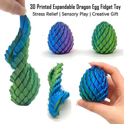 Mini 3D Printed Spiral Fidget Dragon Egg Anti Stress Toy Expandable Sensory Stress Relief Decompression Toy Desktop Decor Gift Present