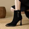 Fashion Women's Metal Pointed Toe Autumn and Winter Platform Soft Leather BootsFrench Retro Style High Heel Temperament Fashion Boots