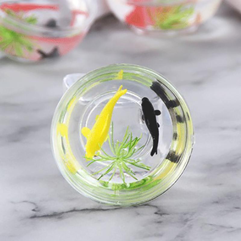 1:6 1:12 Puppenhaus Miniatur Fischglas Schale Simulation Aquarium Kleiner Goldfisch Puppenhaus Heimdeko Zubehör Spielzeug