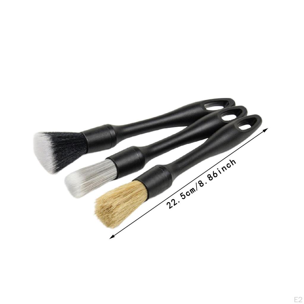 3 Pieces Car Detailing Brush Wheel Rim Cleaning Tools No Scratch Easy To Hang Wash