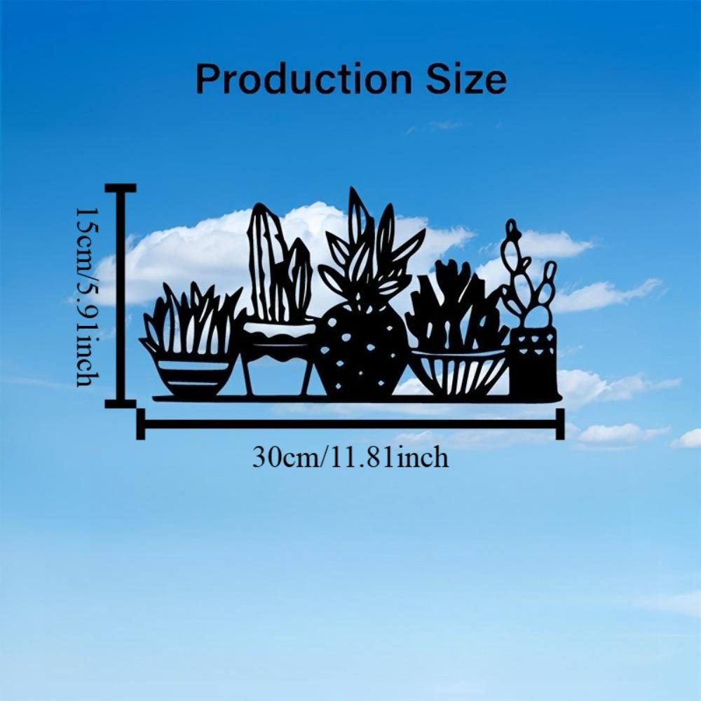2D Flat Cactus Metal Wall Art Black, Silhouette Decorative Plaque Sign for Living Room Bedroom Office