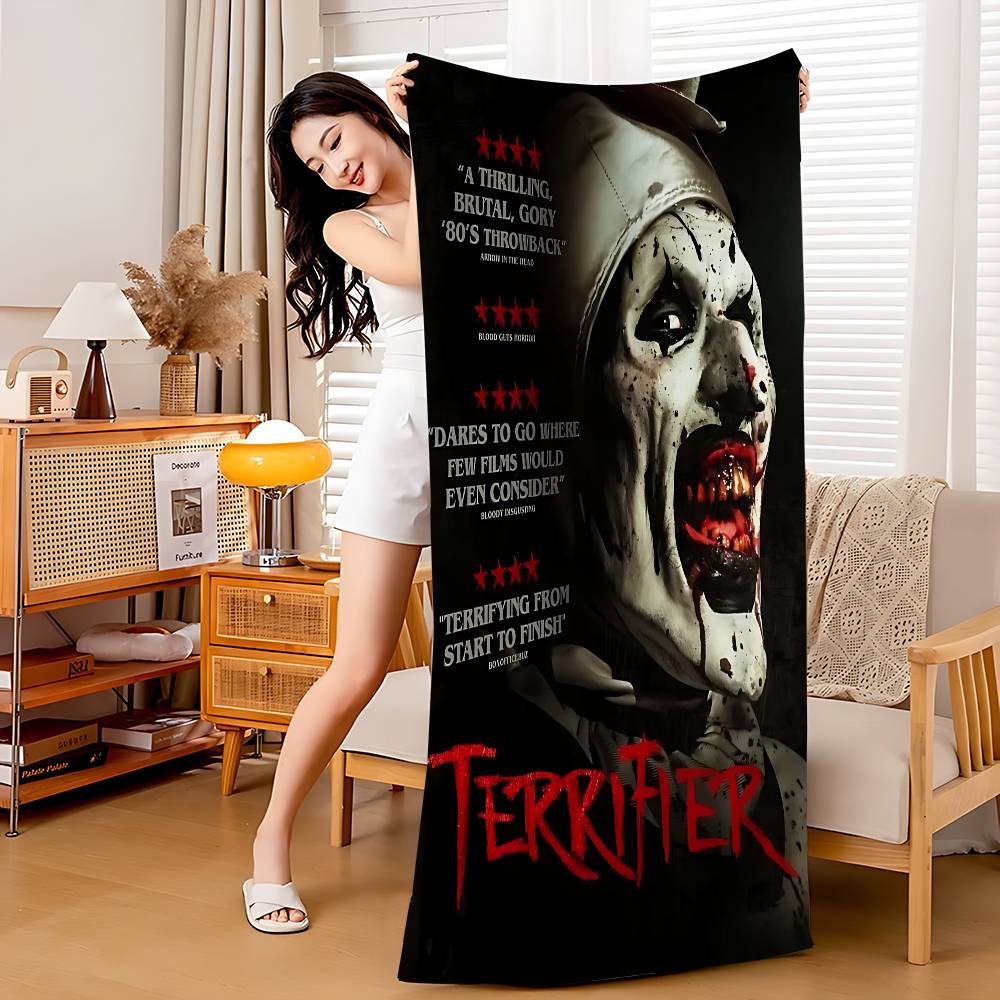 Horror Movie Terrifiers Microfiber Printed Beach Towel Mountain Climbing Yoga Beach Swimming Running Absorbent Soft Towel