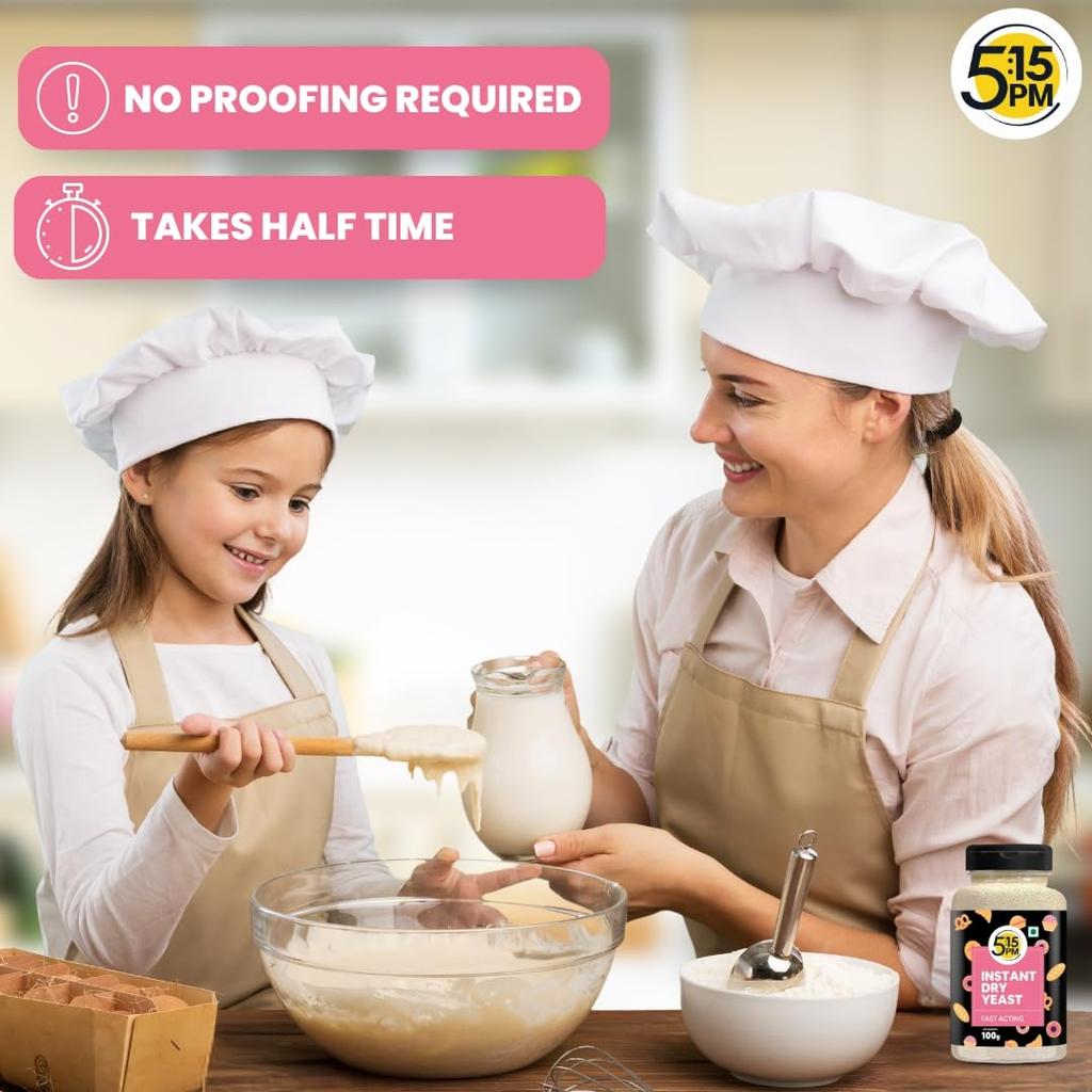5:15PM Instant Dry Yeast Powder 100g X Pack of 3 | Active Yeast for Bread & Pizza Baking