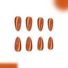 24pcs Autumn Orange Cat Eye Press on Nails Shiny Pure Color Almond Fake Nails Women Wearable Ins Simple Fashion False Nails