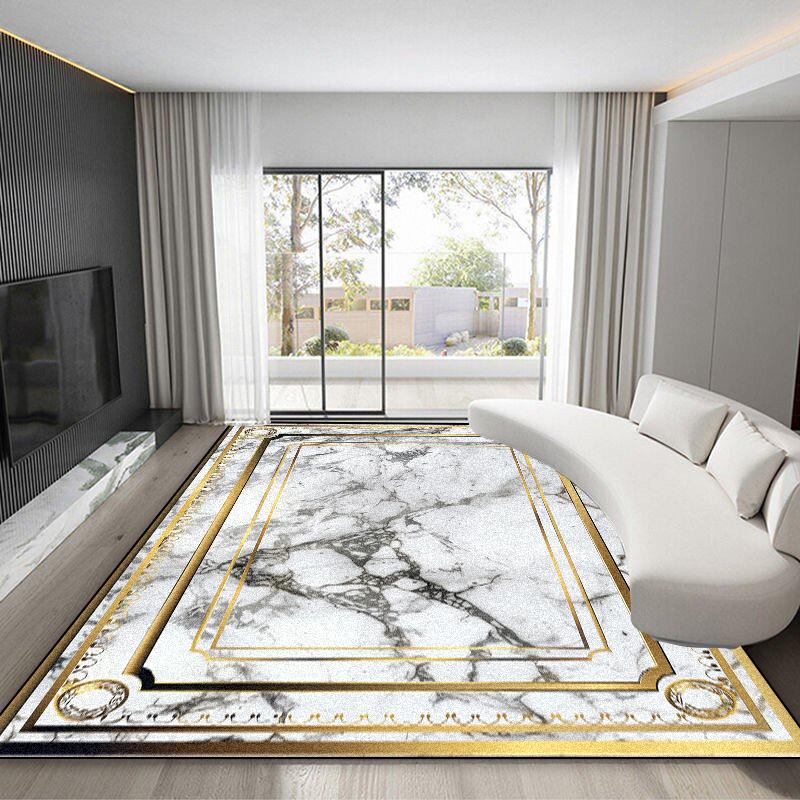 Luxury Gold Frame Ccarpet for Living Room Europe Style High-grade Dining Room Large Area Rugs Washable Non-slip Bedroom Foot Mat