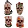 Festival Halloween Resins Skull with Axes Rose Flame Feature Figurine Collectible Ornament for Party and Home Setting
