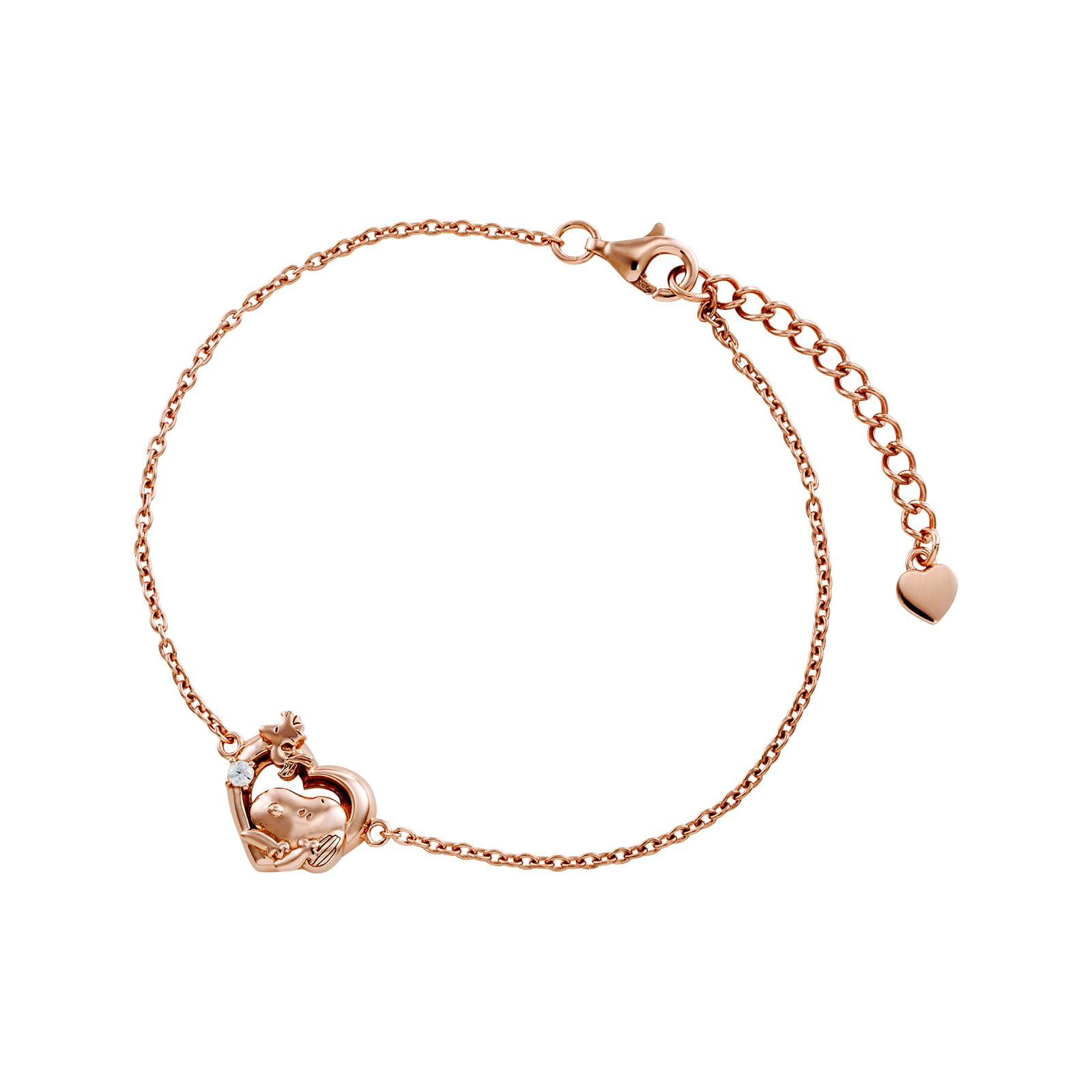 

Snoopy Woodstock PEANUTS Bracelet Silver 925 Pink Gold Coated Heart [White Clover] PNT-B002PG