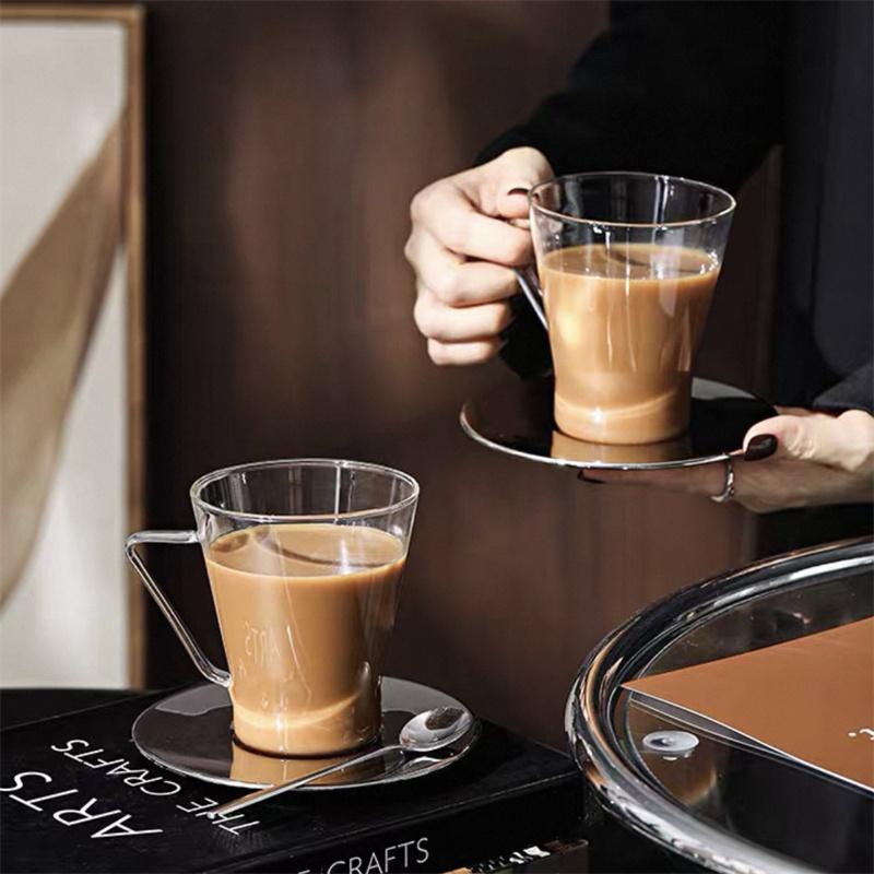 320ml 450ml Iced Americano Glass Coffee Mug With Handle  Breakfast Latte Juice Milk Cold Drink Cup and Mug Drinkware 320ML