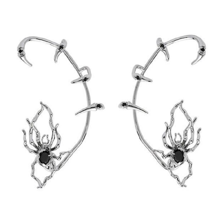 Alloy Punk Spider Claws Zircon Cuff Earrings No Perforation Climber Ear Clip