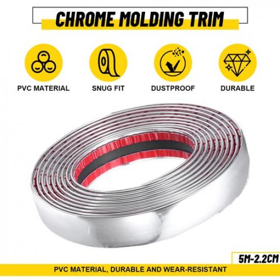 5M*(0.6Cm-2.5)Cm Chrome Trim Molding Strip Car Door Window Bumper Side Protector