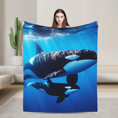 Orcinus Orca Cozy Blankets  Fashion Plane Travel Bedding Throws Bedroom Flannel Bedspread Sofa Bed Cover