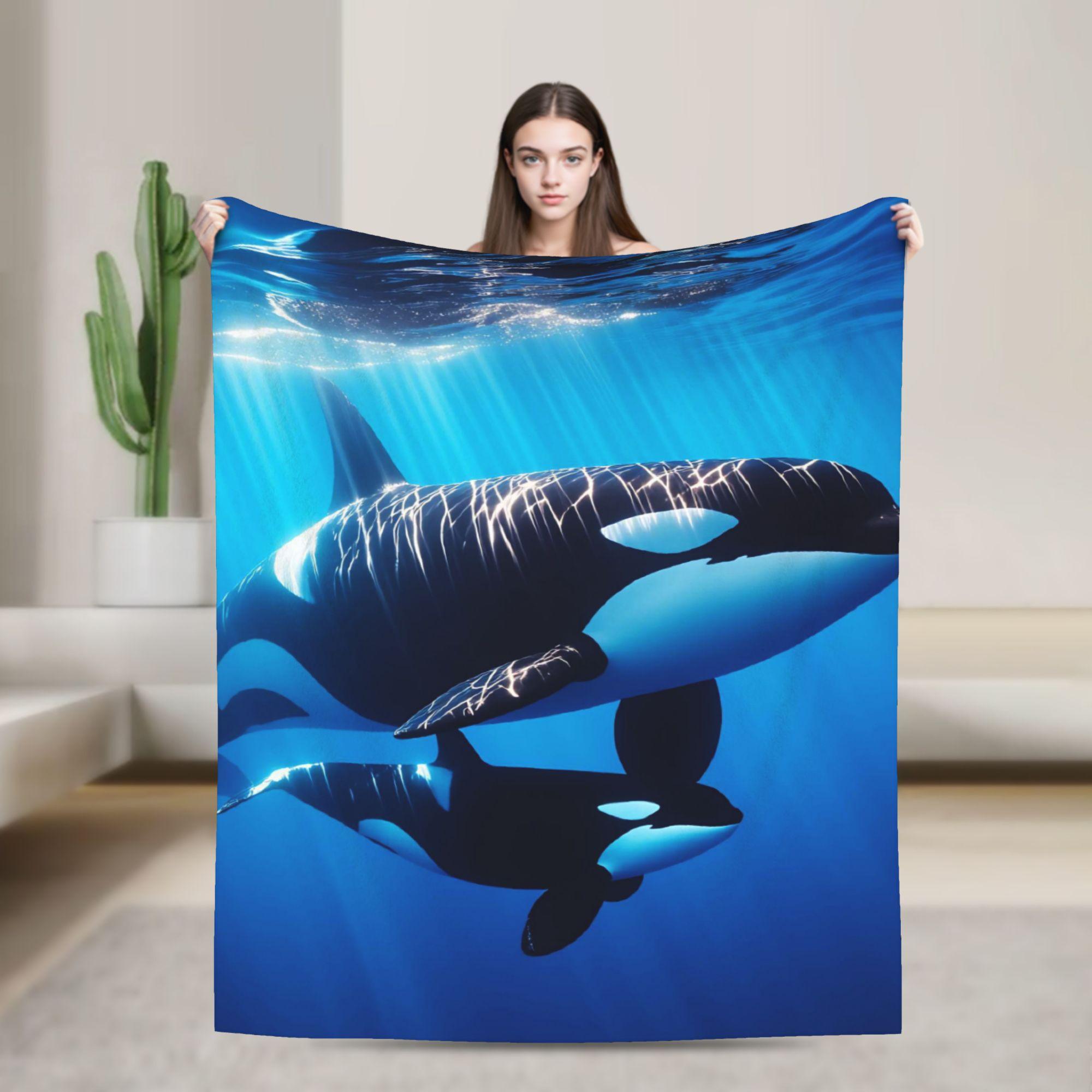 

Orcinus orca Blankets Kids Adults Flannel Throw Blanket For Couch Bed Warm Comfy Custom Quality Bedspread Gift 75x100cm (30x40inch)