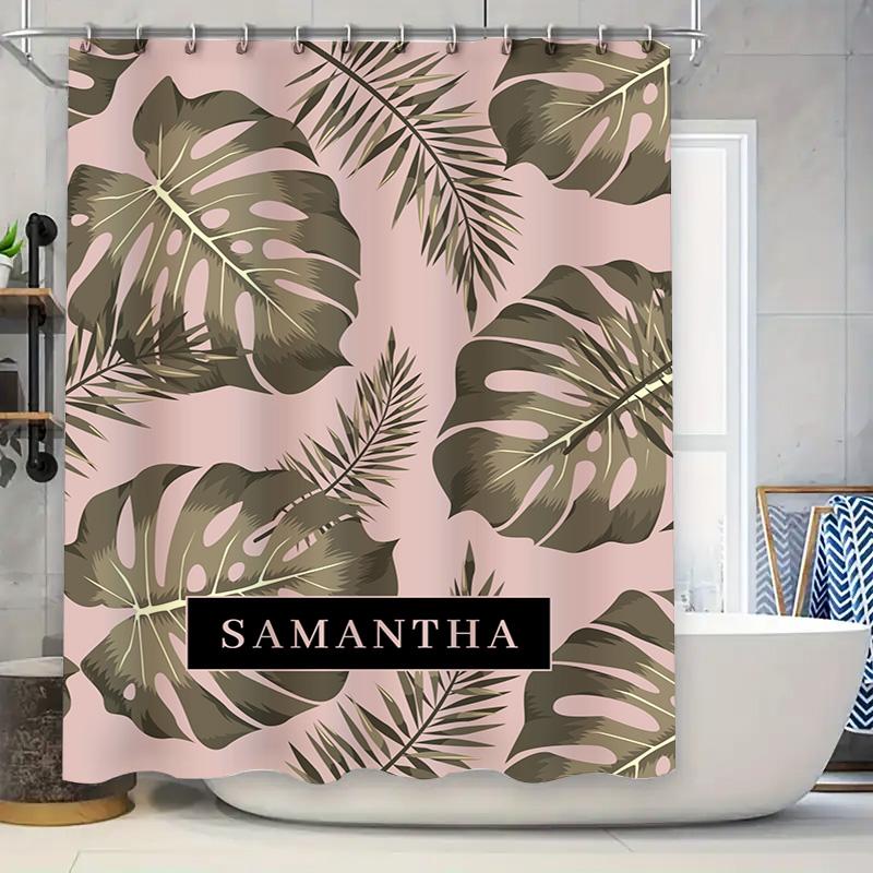 

Tropical Chic : Pink And Gold Monstera Leaf Pattern Shower Curtain For A Stylish And Custom Bathroom Dcor W60H190(CM)-1 Pcs