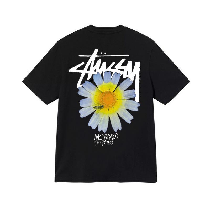 230g Small Daisy Strawberry Hip Hop T-shirt - American Style Spring/Summer Unisex Trendy Short Sleeve with STU Pattern.
