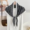 Korean Version of Versatile Multi-functional Triangular Silk Scarf Women's Spring and Summer New Cashew Flower Printed Shawl Thin Silk Scarf