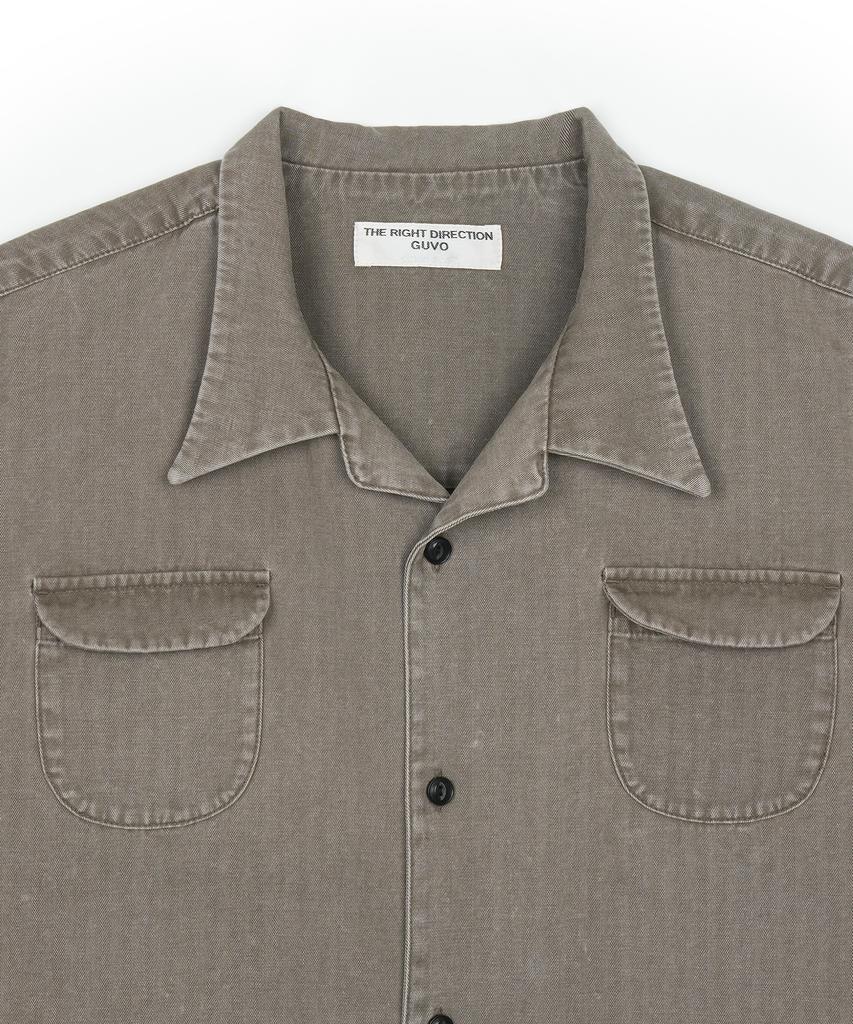 GUVO Washed Open-Collar Shirt, Brown