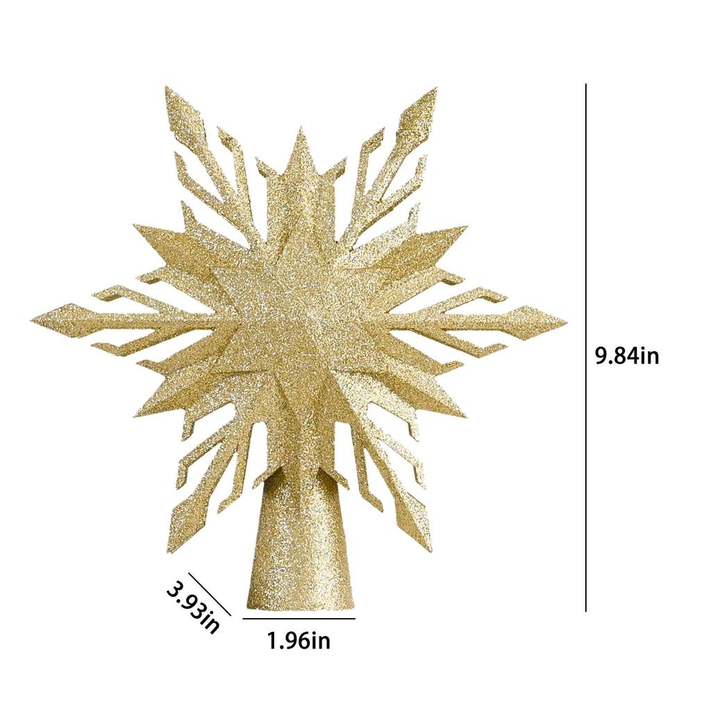 LED Christmas Tree Top Golden Snowflake Projection Light, Christmas Decorations, US