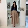 New Arrivals Open Run Women Simple Flare Long Skirt Back Banding Pintuck Design