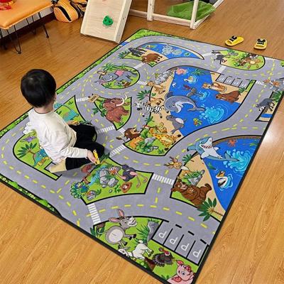 Kreskówkowa Mata Torowa Puzzle Dywan do Raczkowania Duża Powierzchnia Dywan do Pokoju Gier Dywan Łatwy w Pielęgnacji Dywan Retro Dekoracja Domu