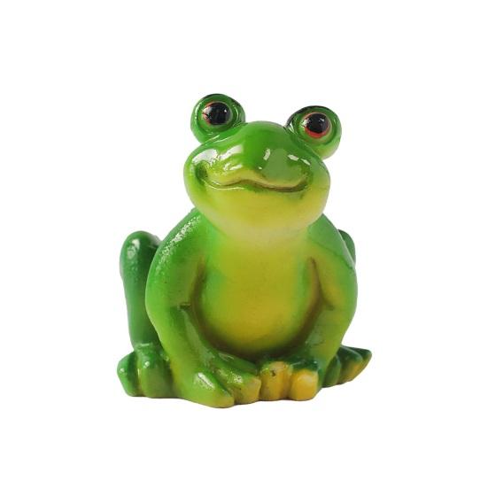 Garden Miniature Frog Statue Indoor Outdoor Sitting Frog Figurine Resin Cartoon Animal Sculpture Flower