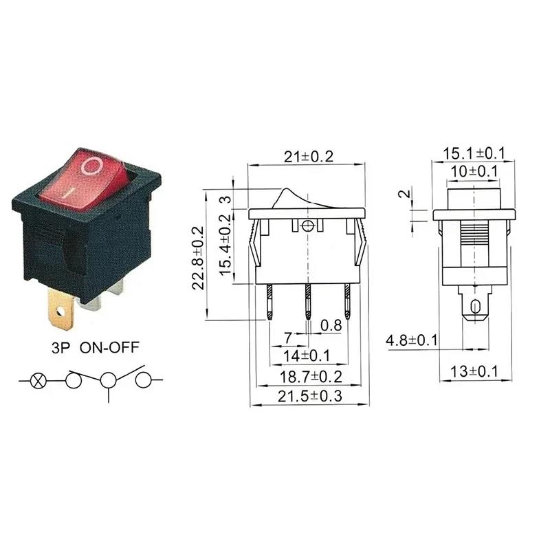 5/20Pcs KCD1 Ship-shape Power Switch ON OFF 10A 125V 6A 250V 2Pin/3Pin/4Pin Rocker Switch Switches 15*21mm