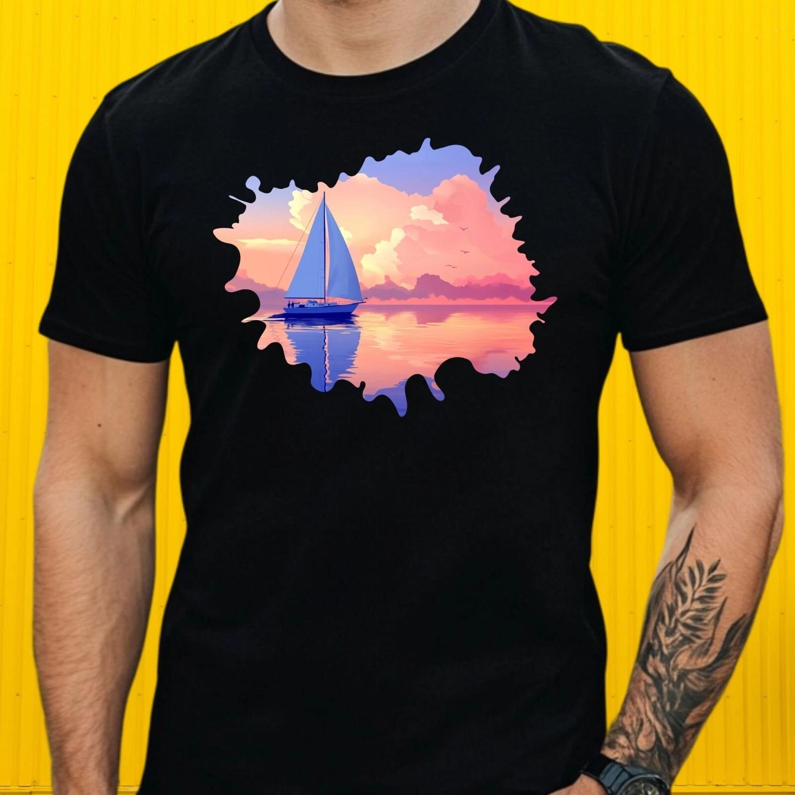 T-Shirt Herren Segelboot Motiv Baumwolle Größe S bis 5XL XL
