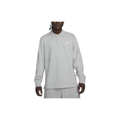 Club Logo Besticktes Lässiges Langarm-Poloshirt Herren Oberteile Dunkelgrau FQ3417-063
