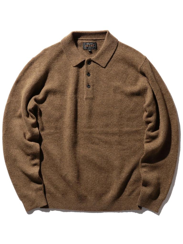 Beams Plus Knit Polo Size 38120004103 Men's 9-Gauge Shirt, Brown, M,