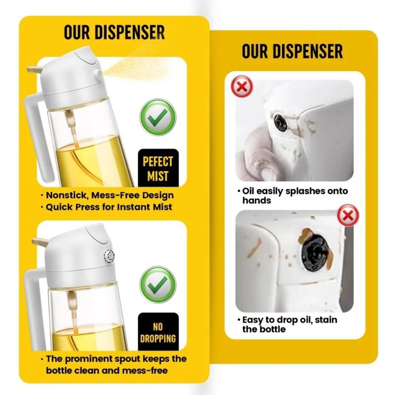 2-in-1 Oil Dispenser Bottle Sprayer Oil Kitchen Olive Oil Sprayer for Cooking Mister for Air Fryer, BBQ, Salad Frying with Brush