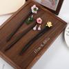 Vintage Chinese Style Wooden Hairpin for Women, Handmade Flower Hair Stick, Elegant Hair Accessory for Hanfu & Traditional Hairs