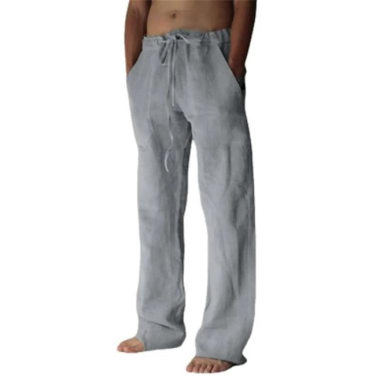 Herren Locker Lässige Hosen Sommer Neu Elastischer Bund Kordelzug Atmungsaktiv Sport Lange Hosen