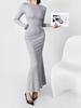 American Style Mermaid Dress: Round Neck Fleece, Long Sleeve, Slim Fit, Sexy Hip-Hugging Design for Women