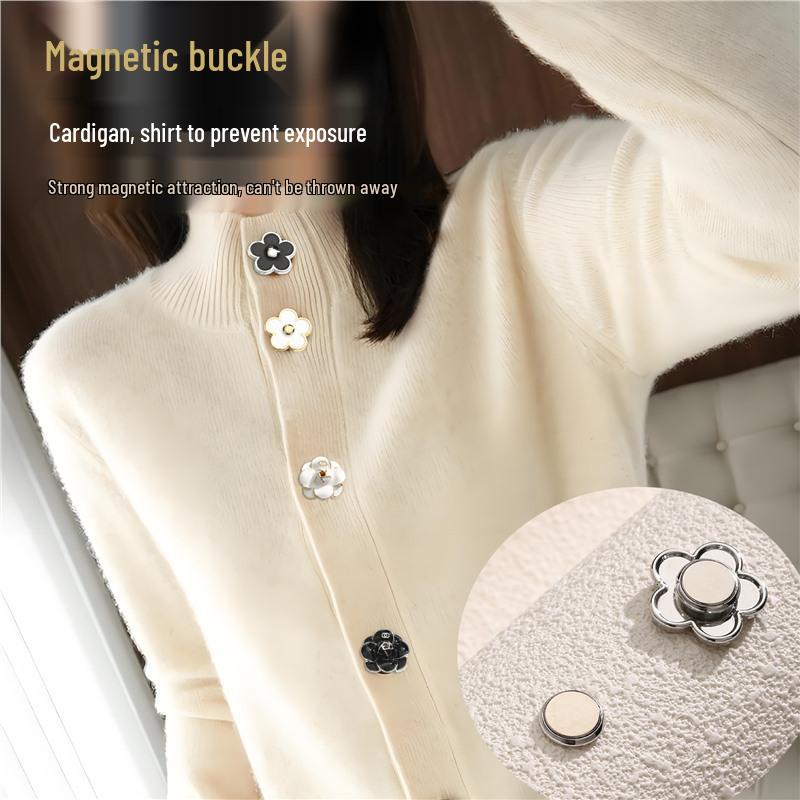 Elegant Small Flower Magnetic Button Collar and Sleeve Accessory