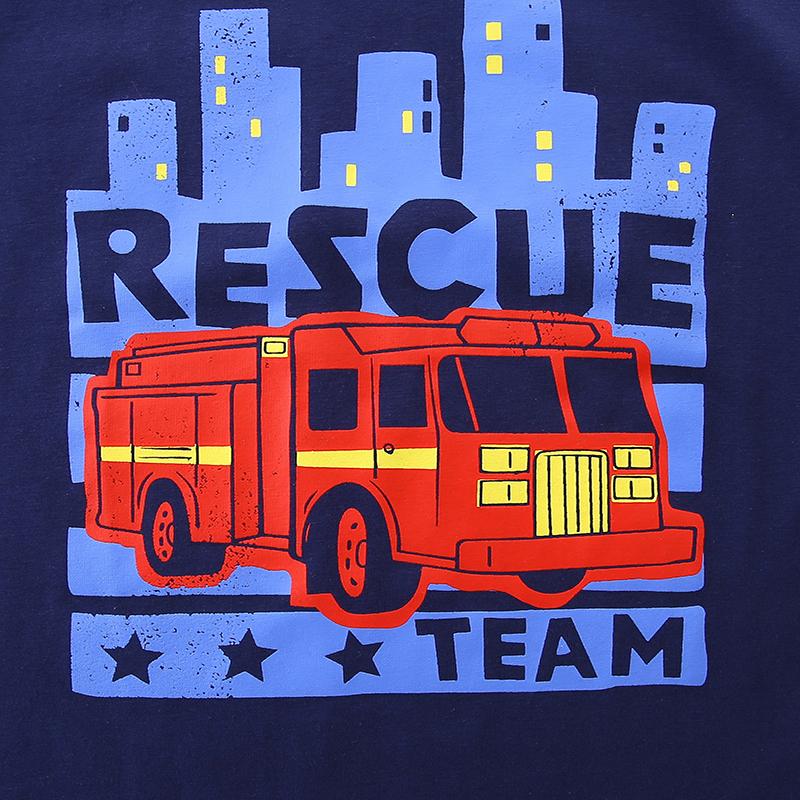 Little Maven 2026 Summer New Kids Clothes Baby Boys T Shirts Children's Clothing Cartoon Fire Truck Shirts 2-7 Years Old